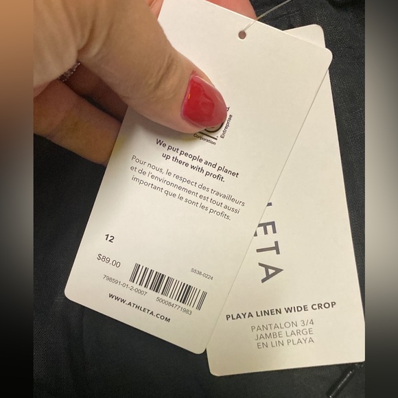 ATHLETA PLAYA LINEN WIDE LEG CROP PANT // Black 🎉 Host Pick 🎉 - Picture 16 of 16